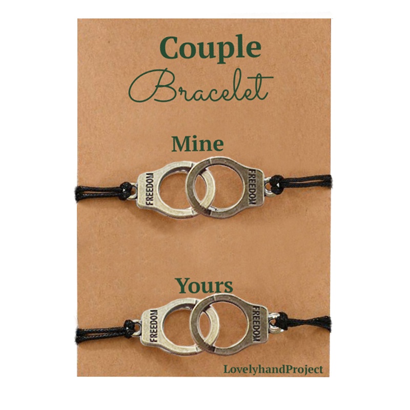 Gelang Couple Borgol Tangan Persahabatan Pasangan Vintage Handmade Police Officers Handcuffs Charm