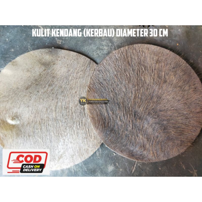 kulit kendang (kerbau) 30 cm Hitam bulu (stok Barru)