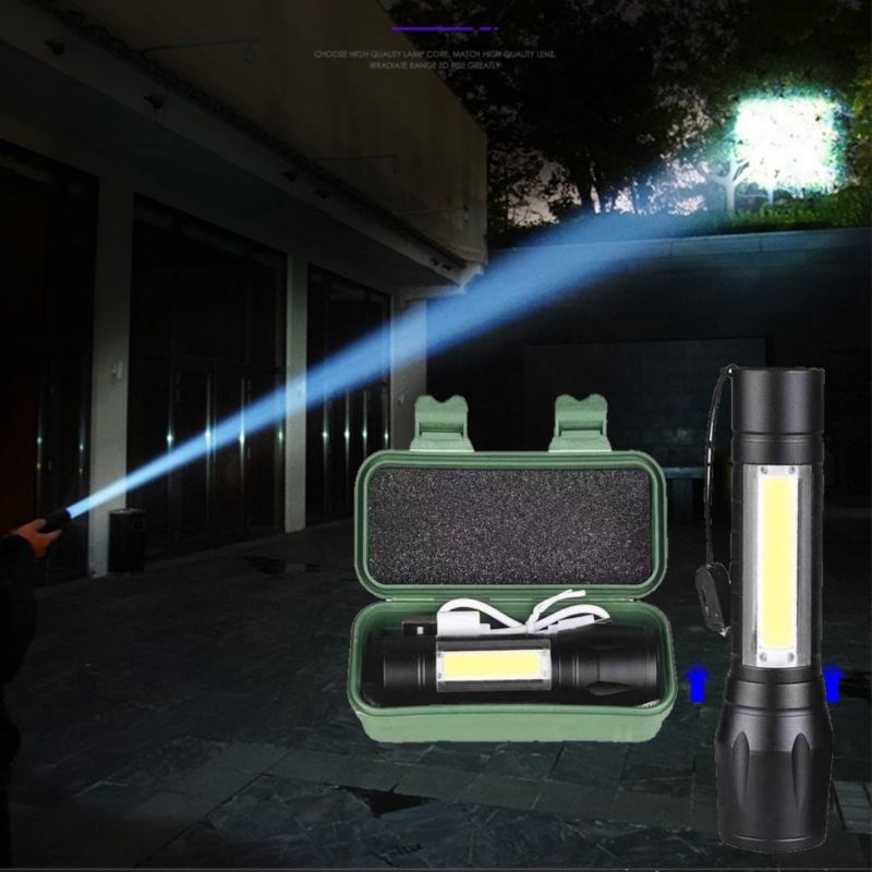 Senter Swat Zoom Senter Police Led Cob Senter Tangan Mini