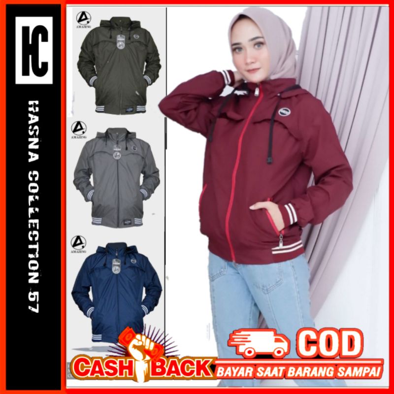 Jaket Motor Windproof Wanita Jaket Outdoor Unisex Jaket Wanita Original AMZ