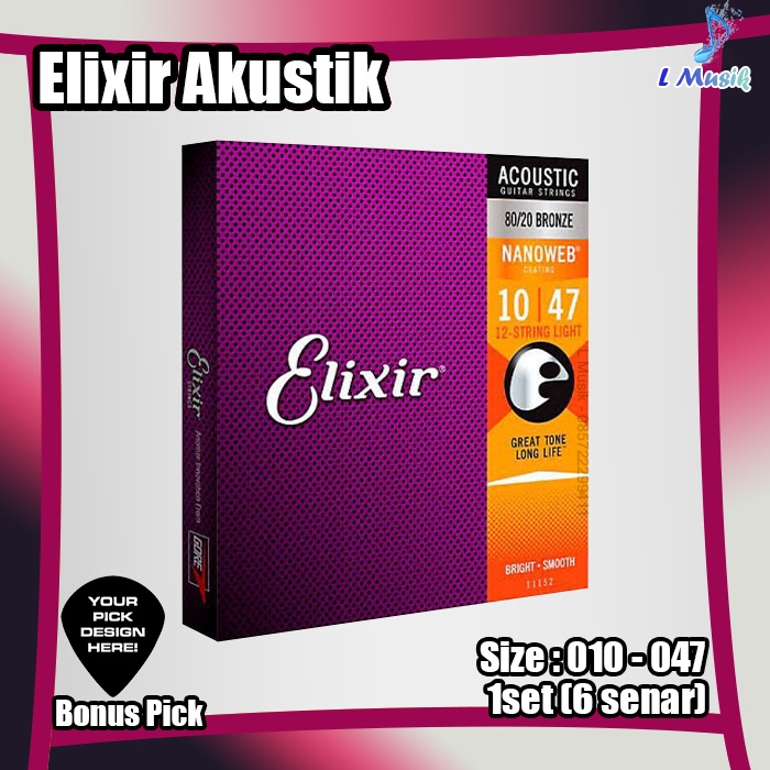 ORIGINAL SENAR GITAR ELIXIR NANOWEB POLYWEB AKUSTIK ELEKTRIK - ACOUSTIC ELEKTRIC GUITAR STRINGS |NICKEL PLATED STEEL|PHOSPHOR BRONZE