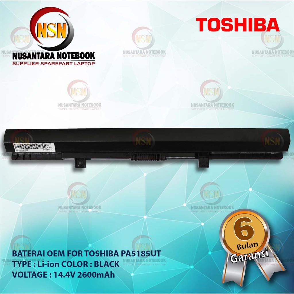 Baterai OEM For Toshiba Satellite C50 C55 L55 / PA5185U 14.4V 2600mAh