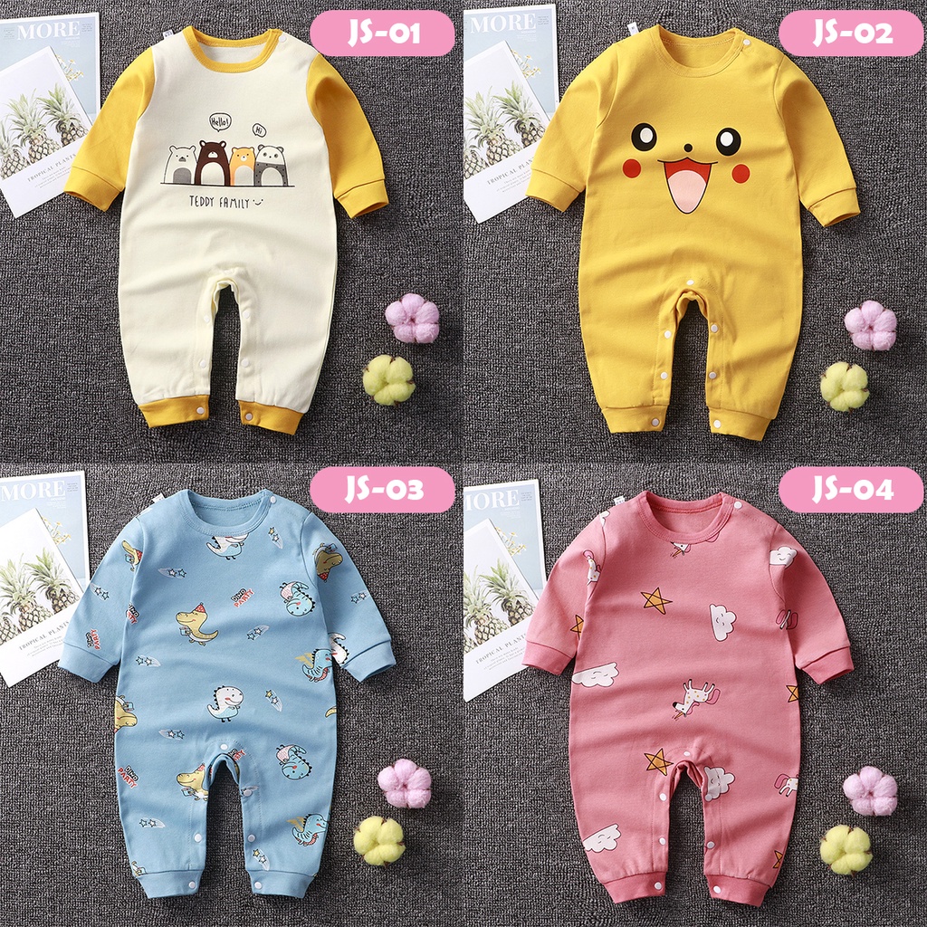 Pakaian Jumpsuit Baju Tidur Anak Bayi Perempuan Laki-Laki Lengan Panjang Umur 0 - 1 tahun
