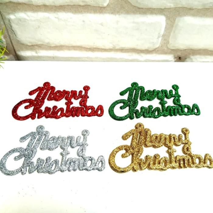 

Tulisan Merry Christmas Mini isi 4 Emas Gliter Hiasan Parcel Box Kue