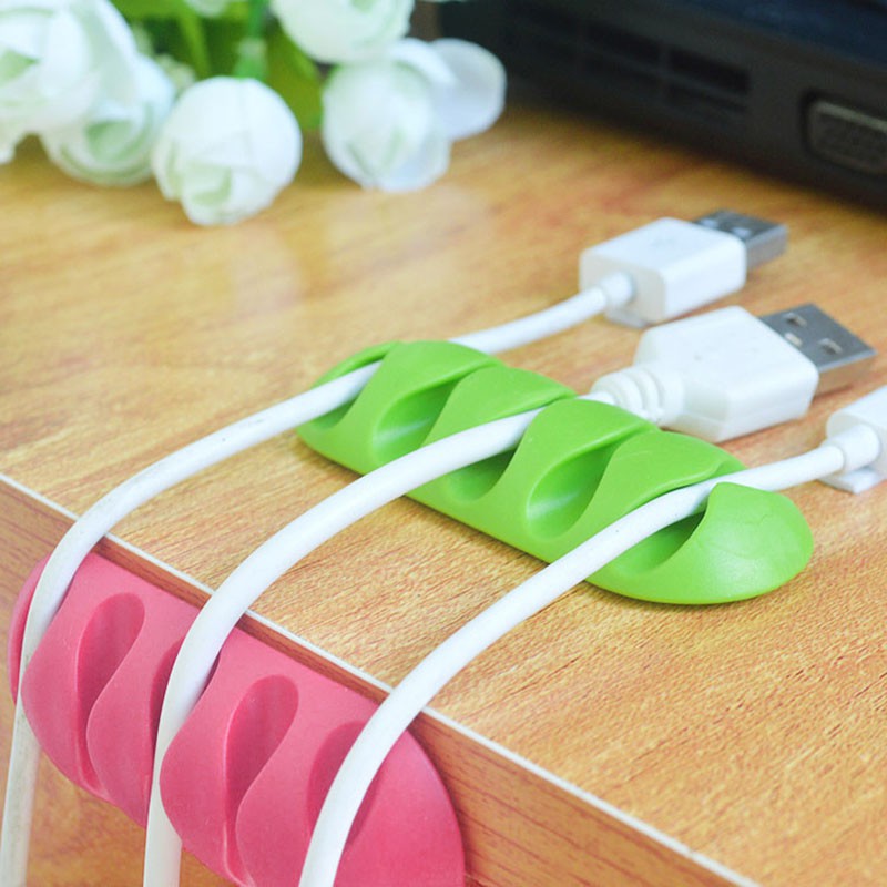 CRE❤ 5-Clip Earphone Cable Winder Organizer Charger TPR Holder Fixing Device