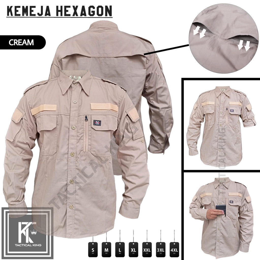 KEMEJA TACTICAL PRIA HEXAGON/KEMEJA PANJANG OUTDOOR/KEMEJA KERJA LAPANGAN