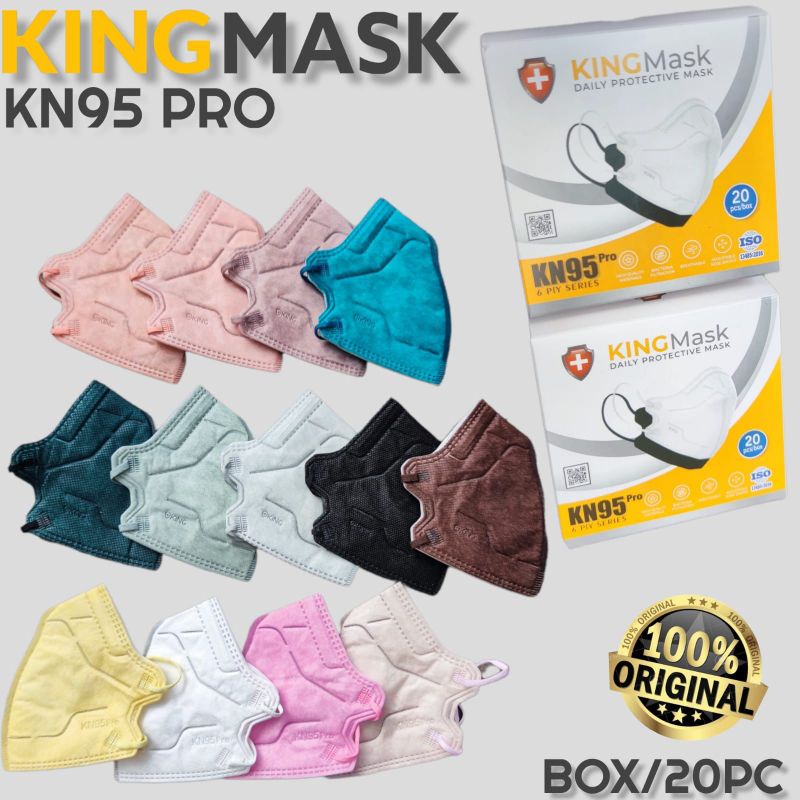 READY KN PRO KING MASK KN95 5 PLY ISI 20 LBR ADA EMBOS KING WARNA PINK LADY SHRIMP PINK PEACOCK COFFEE CHERRY RED CORAL PINK HITAM PUTIH MATCHA