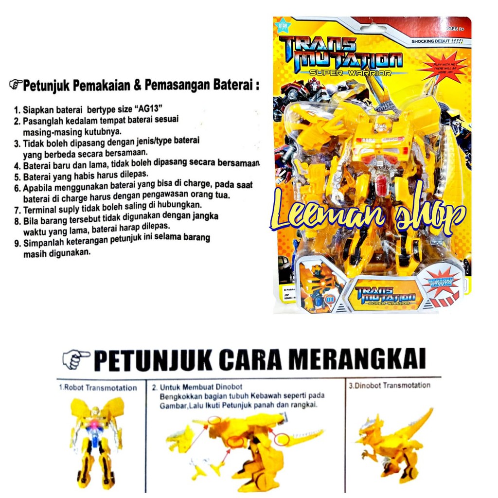 MAINAN ROBOT TRANSFORMERS BISA DIJADIKAN MODEL DINOSAURUS - ST 2477