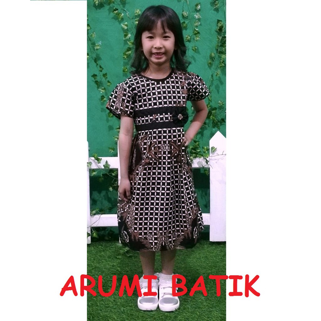 Dress Dres Terusan Baju Seragam Batik Anak Perempuan 2836 Balita TK SD