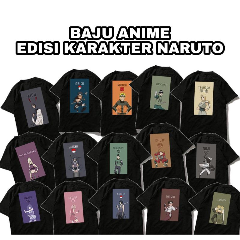 BAJU KAOS NARUTO ANIMASI NARUTO SASUKE ITACHI SAKURA NEDJI TENTEN KIBA ITACHI SIKAMARU HINATA
