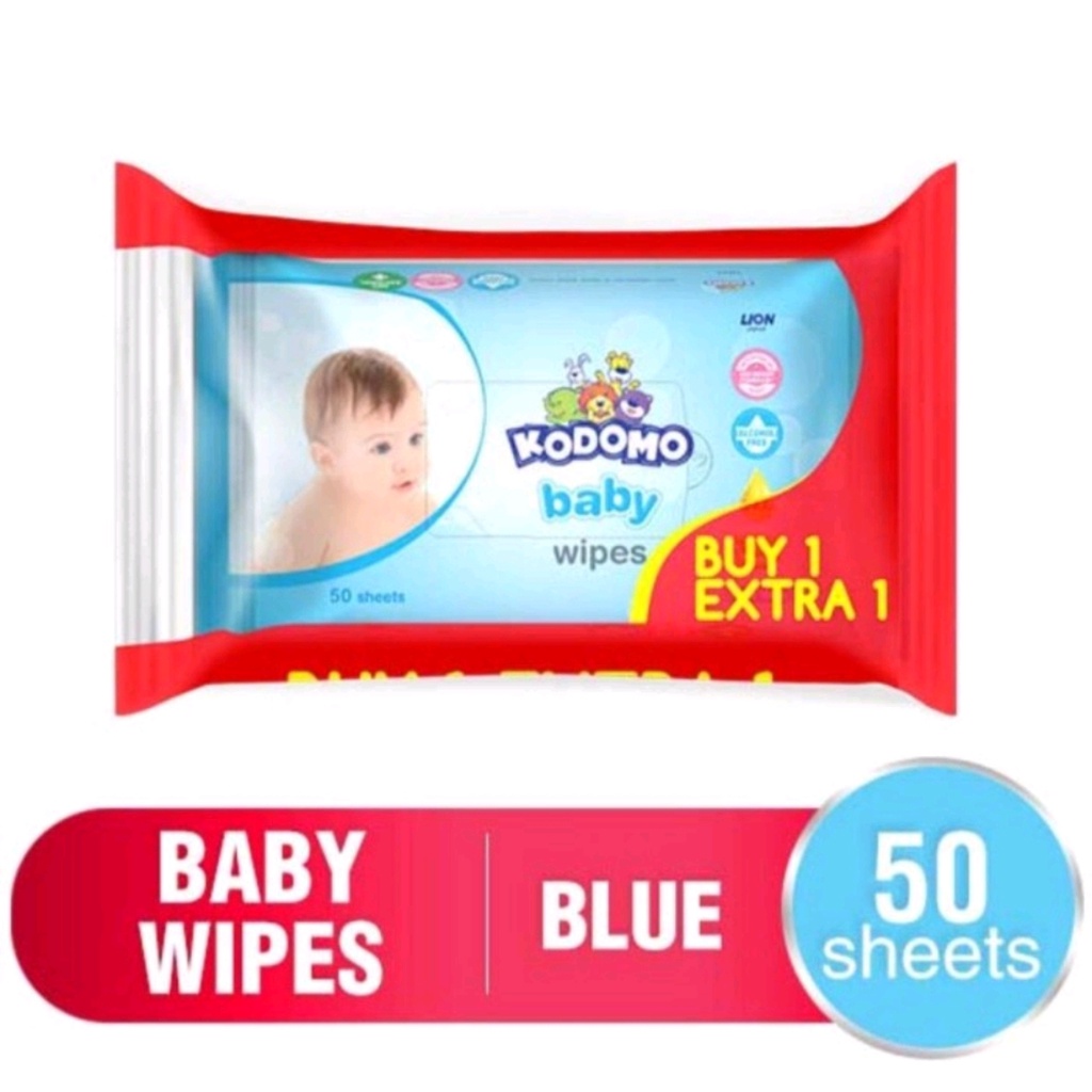 KODOMO BABY WIPES ANTIBACTERIAL ISI 50 SHEETS (buy 1 GET 1)