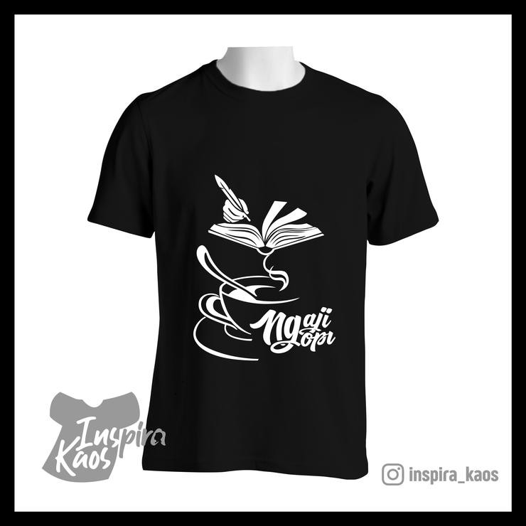 Baju Kaos Pria Distro Kaos Santri Keren - Ngaji Ngopi Murah Simple Custom