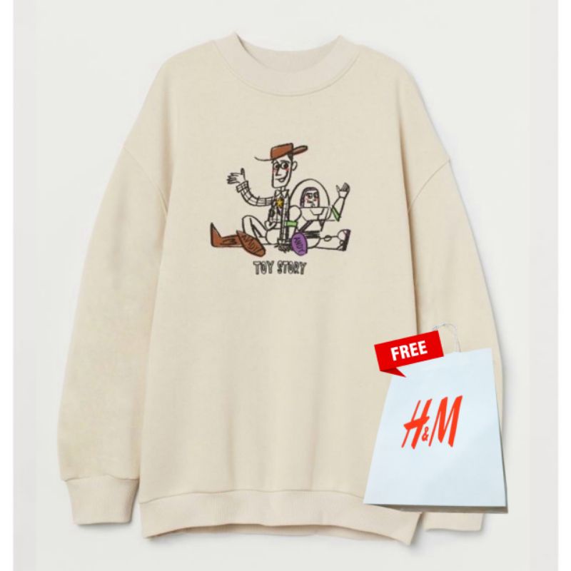 Crewneck Sweater H&amp;M Toy Story Andy Cream Full Tag HnM Free Paper Bag