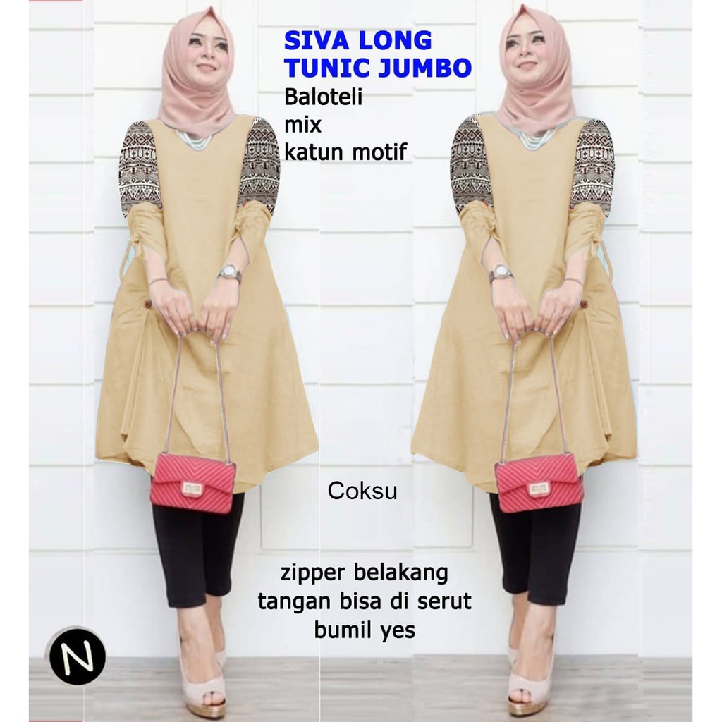 BOOM - TUNIK LONG SIVA  XL, XXL, 3XL 64152,67136 / TUNIK WANITA MUSLIM/ TUNIK TERMURAH / FASHION WANITA