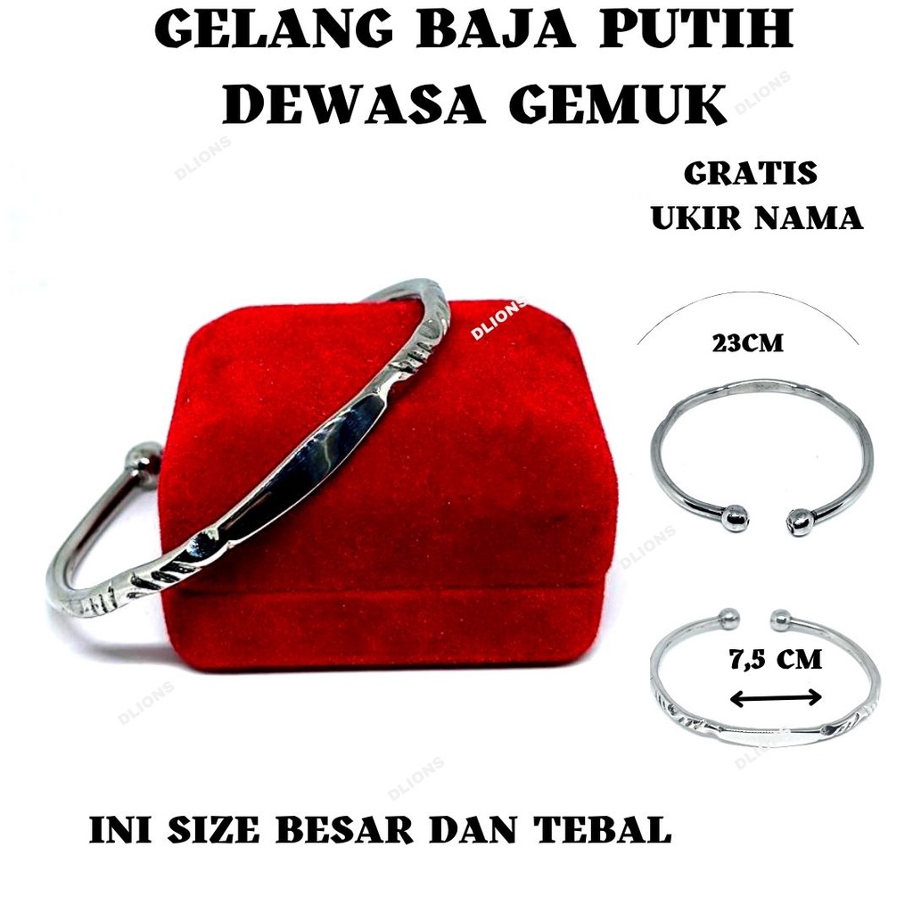 GELANG BAJA PUTIH UKURAN DEWASA TEBAL,GELANG UNTUK ORANG GEMUK,PRODUK TEBAL DAN KUAT