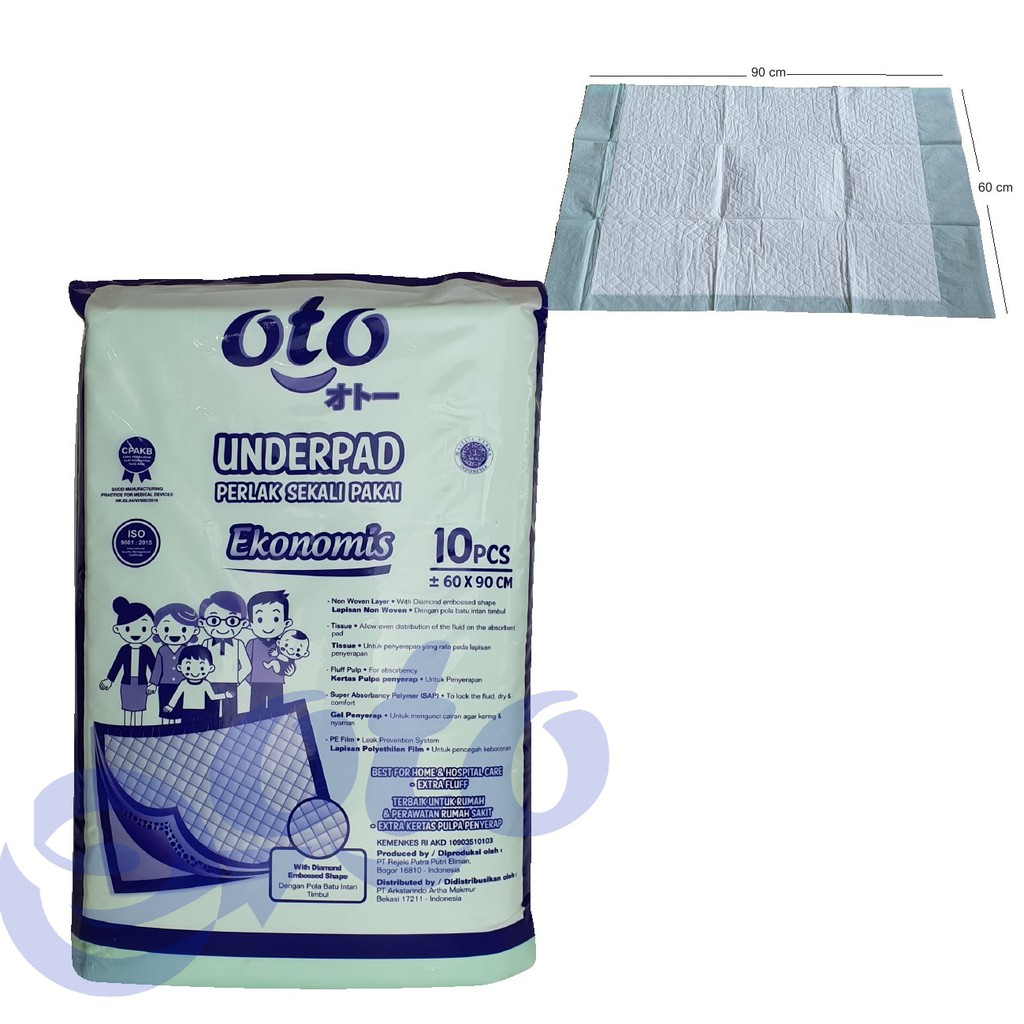 OTO Underpad Under pad Perlak Sekali Pakai Alas Pasien Menyerap Urine Darah isi 10 pcs