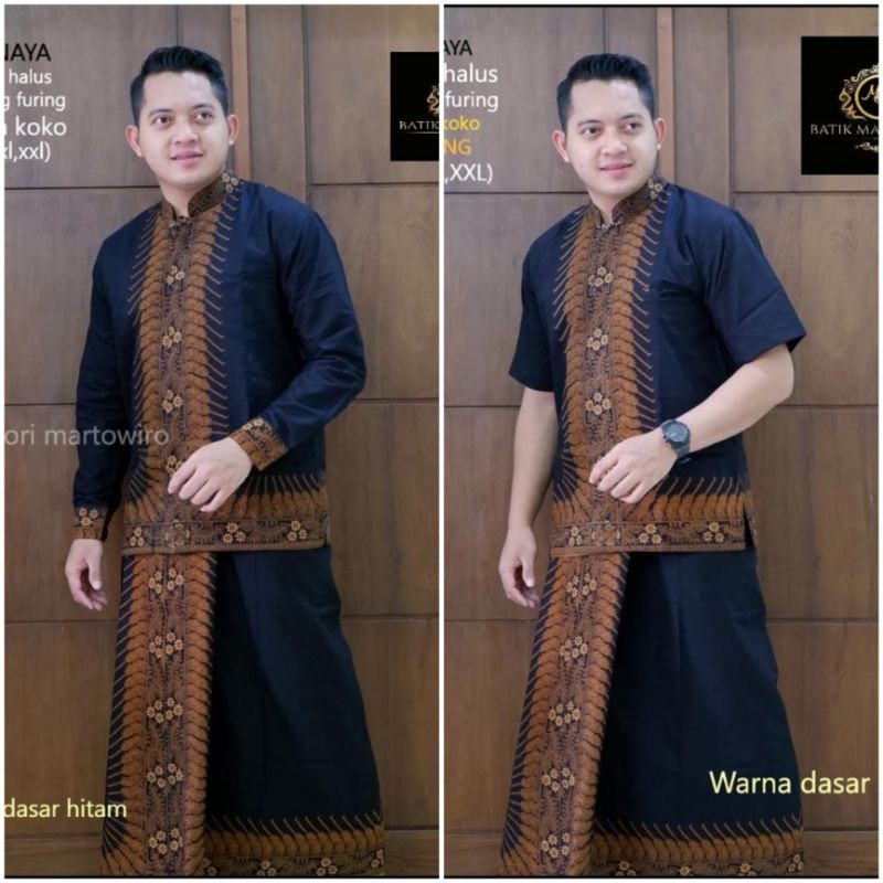 Setelan Sarung Batik Warna Hitam Koko Batik Terbaru Sarung Batik Pria Terbaru Set Batik Eksklusif