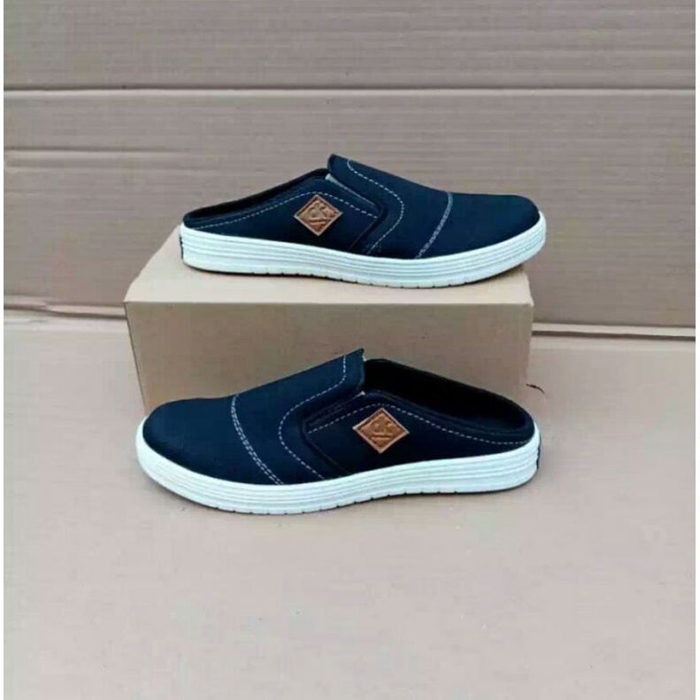 sepatu santal slop/ sepatu sandal bahan canvas/sepatu sandal pria slip on