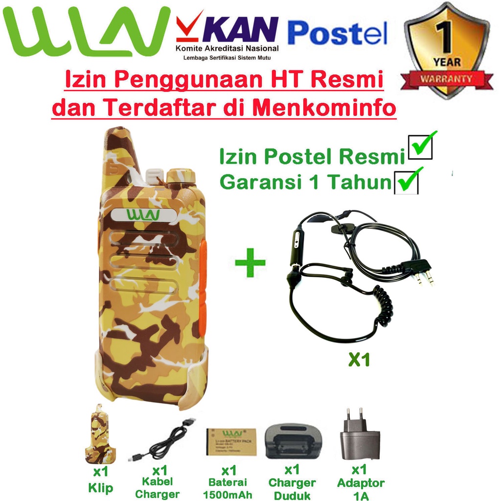 Paket FBI HT WLN KD-C1 ISI 1PCS LORENG ARMY, ABU,HIJAU,COKLAT,PUTIH