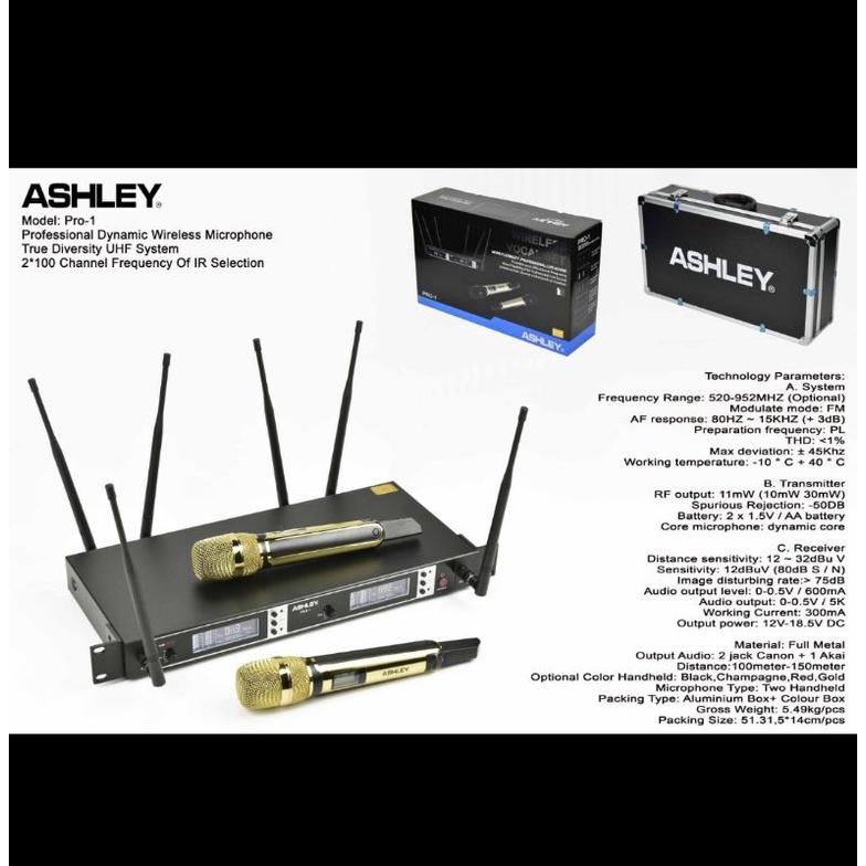 MIC WIRELESS ASHLEY PRO1/PRO 1 ( HANDHELD) MULTI CHANNEL  ORIGINAL