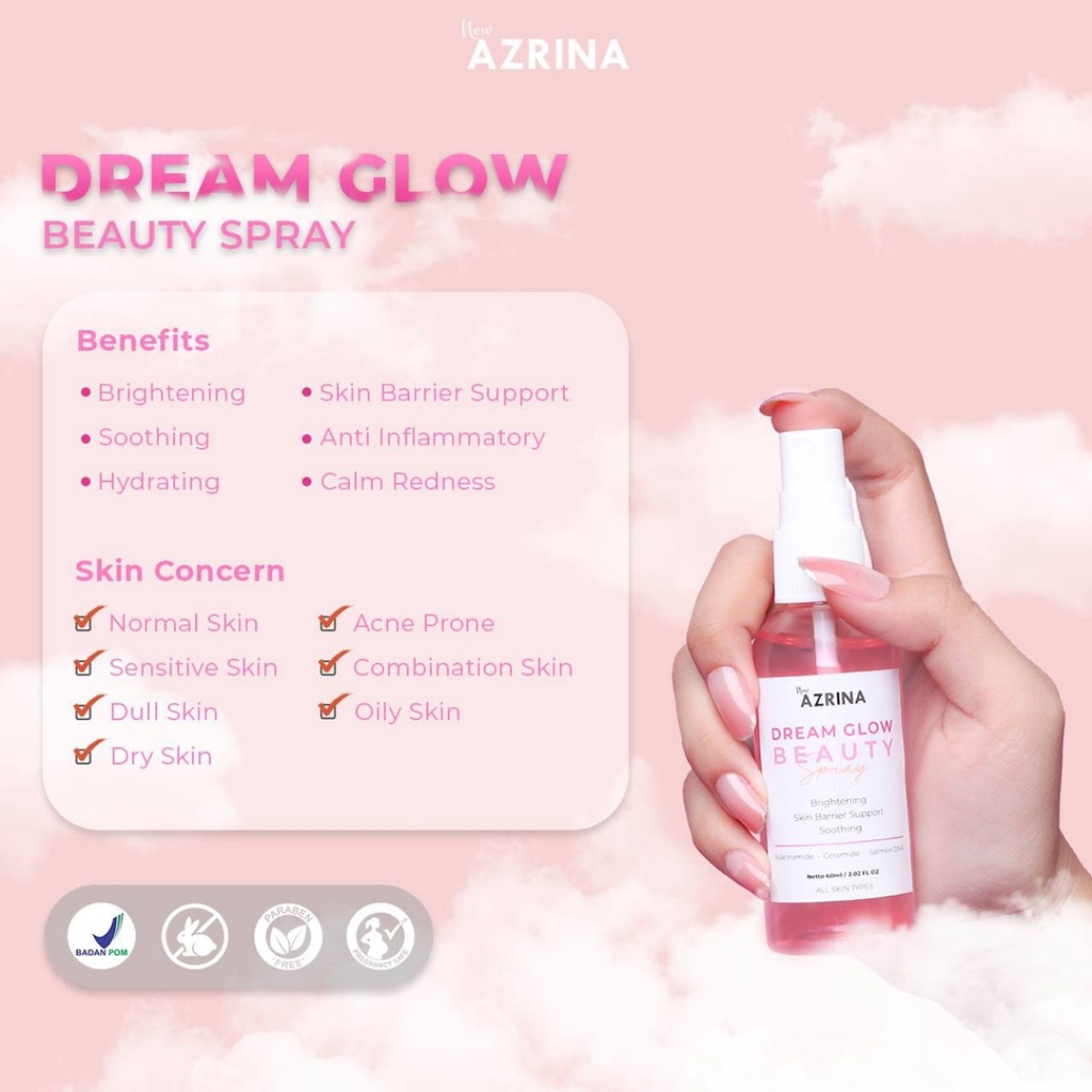 [ Agen Resmi ] Azrina Dream Glow Beauty Spray | Toner Essence Pencerah Kulit Azrina Original BPOM