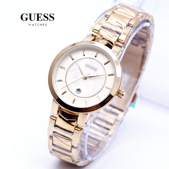 Jam Tangan Wanita Guess Strip Rantai Gold