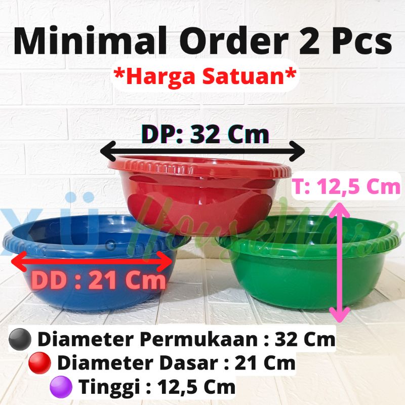 Baskom 14 Jumbo 32cm / Baskom Besar Plastik Warna Warni