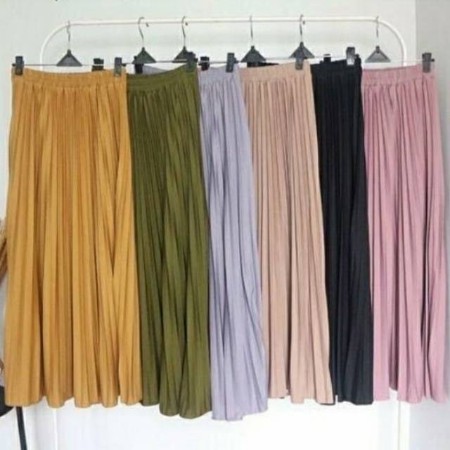 VS - ROK PLISKET MURAH PRISKET PLEATED SALE POLOS REMPEL MUSLIMAH SKIRT ABG FLARE SKIRT MAYUNG FLOWY