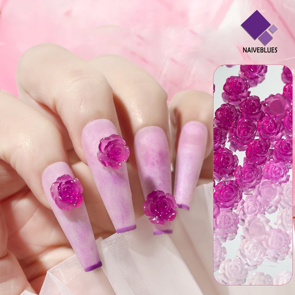 Naiveblue &gt; Ornamen Bunga Camellia 3D Bahan Resin Untuk Dekorasi Nail Art