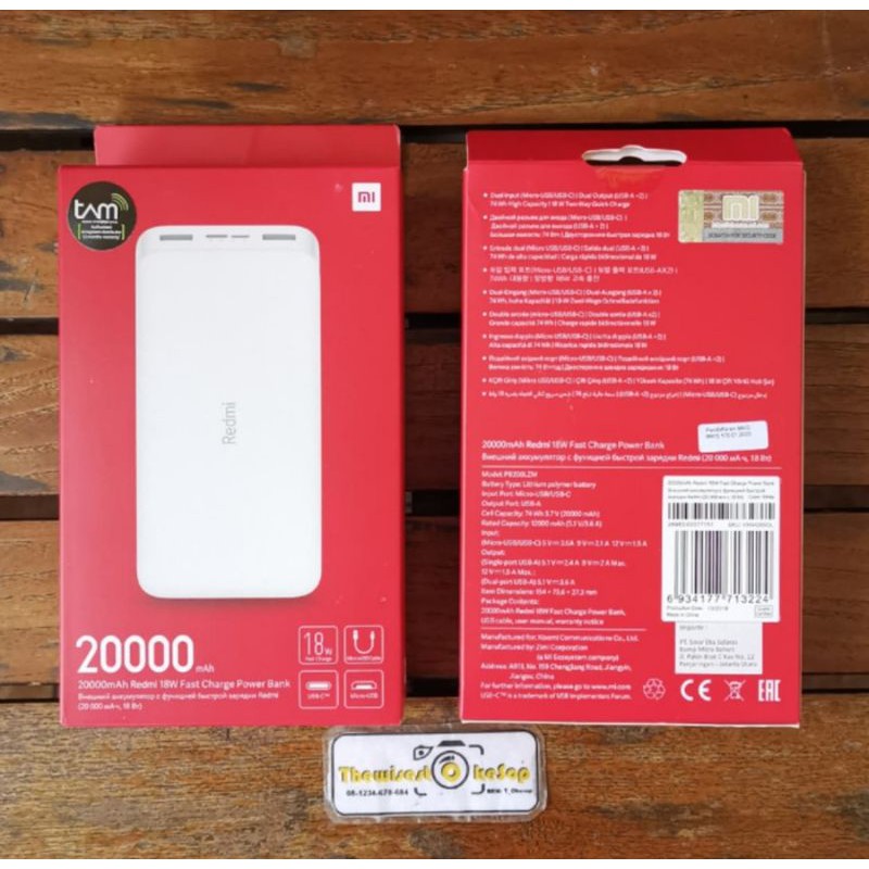 Powerbank Redmi 20000mah 18W Fastcharging Resmi Power Bank 20000 Mah Dual micro Type-C Original