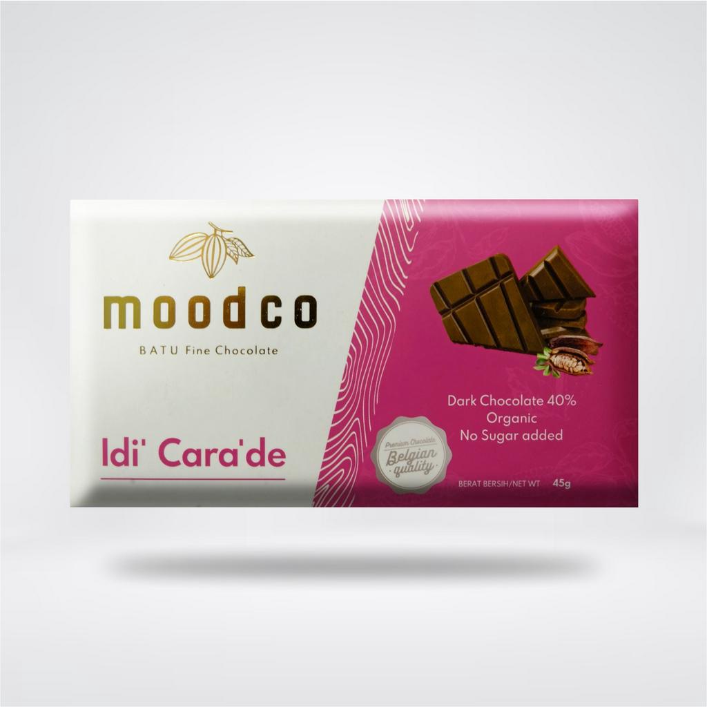 

Moodco | Idi Carade Dark Chocolate 40% | Cokelat Diet/ Vegan/ Keto | No Sugar | Fine Chocolate | Cokelat Sehat