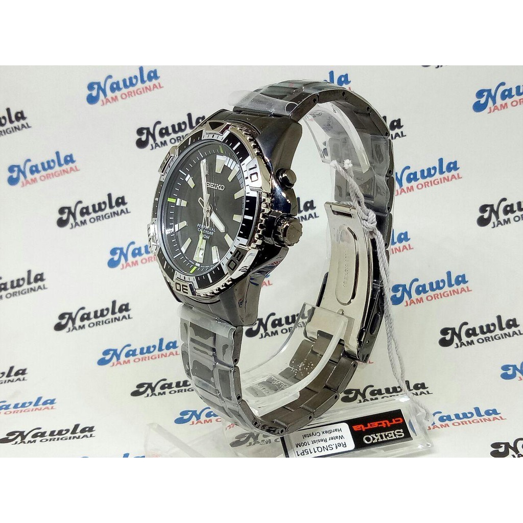 Seiko Perpetual SNQ115P1 Black Stainless - Jam Tangan Pria SNQ115