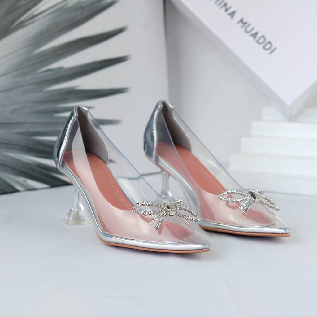 [7.7 Boombastis Sale⚡] - SEPATU WANITA AMS KACA GLASS HIGH HEELS AMS012 PREMIUM IMPORT