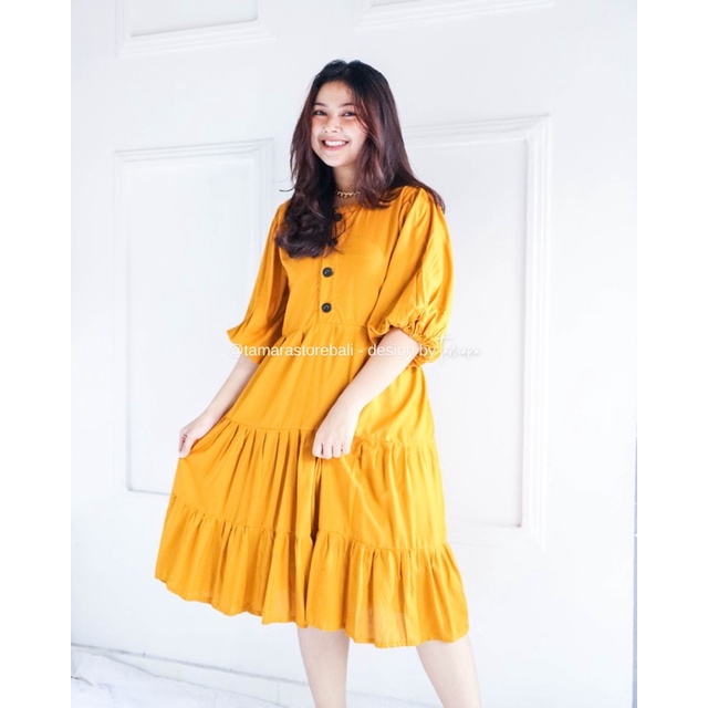 DRESS RUFFLE DRESS KANCING DRESS WANITA LENGAN BALON DRESS BABYDOLL RUFFLE