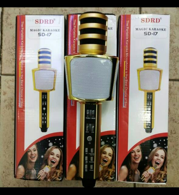 MIC BLUETOOTH ORIGINALSDRD SD17/MIRCOPHONE WIRELESS KTV MAGIC KARAOKE PORTABLE MIC SPEAKER SMULE