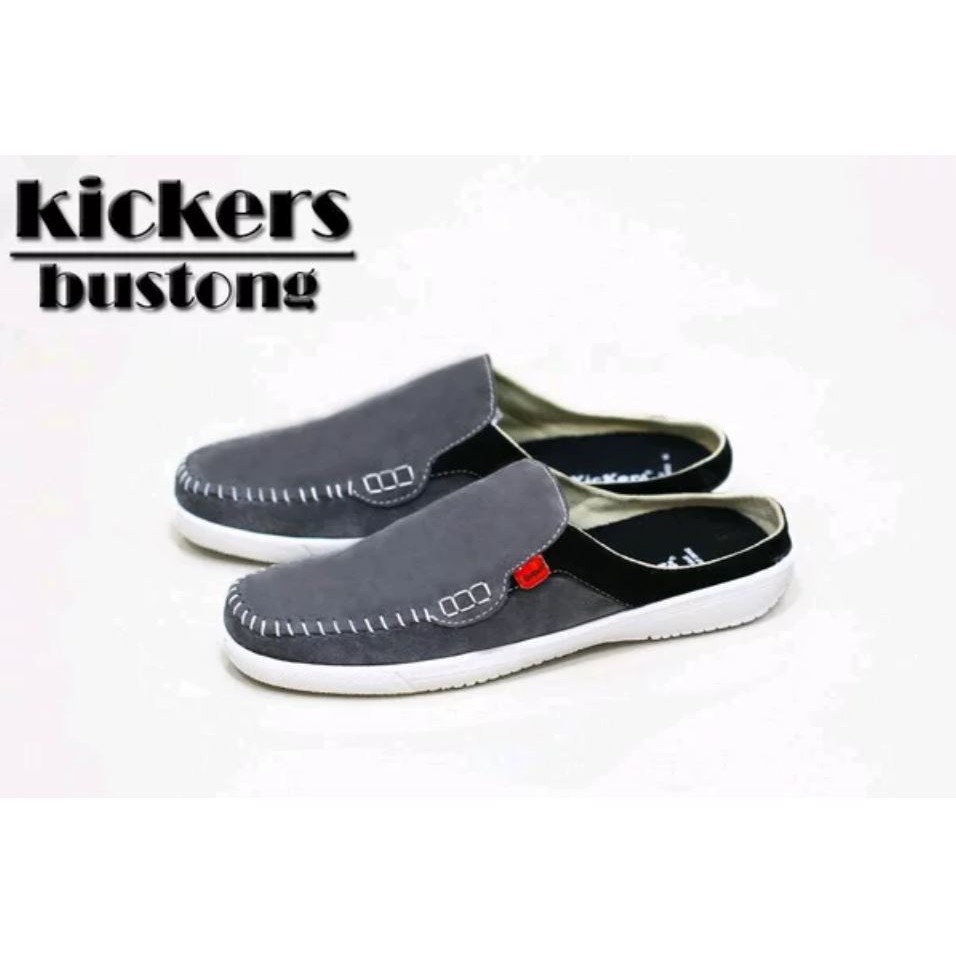 Sandal Pria Murah KICKERS NAVONA Sendal Semi Kulit Slop Bustong Tutong Casual Cowok