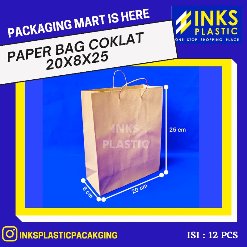 

PAPER BAG COKLAT 20x8x25 (12 PCS)