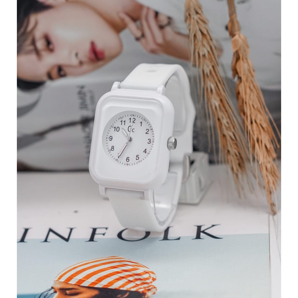 PA JAM TANGAN WANITA / PRIA ANALOG QUARTZ  RUBBER WATCH IMPORT GROSIR ORIGINAL KOTAK PERSEGI HIGH QUALITY RM055