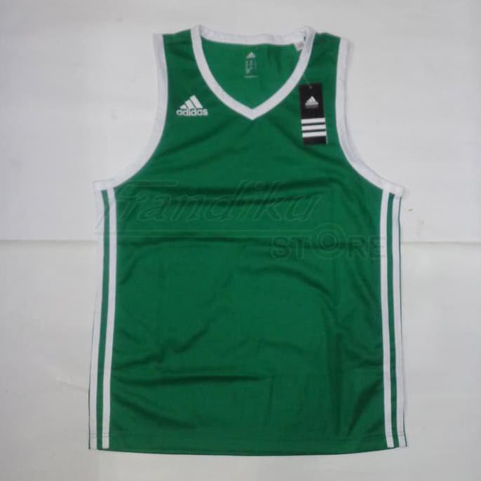 Sale Kaos Basket Adidas Commander Jersey Men Green/White (G76617) - Hijau Tosca, M