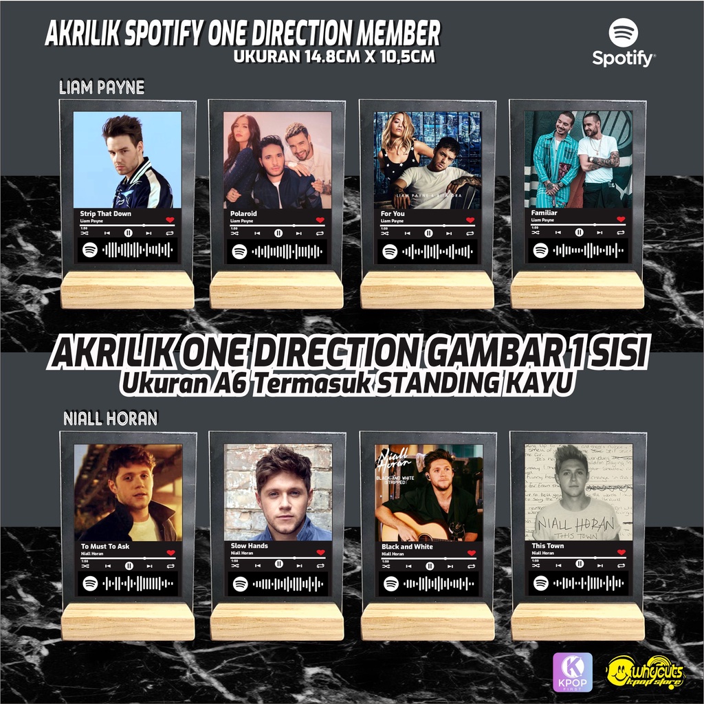 AKRILIK LAGU MEMBER ONE DIRECTION / GAMBAR 1 SISI / LAMINASI GLOSSY / ANTI AIR DAN TIDAK LUNTUR / UKURAN A6