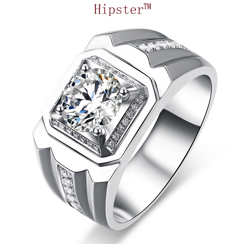 European and American Fashion Exaggerated Domineering Inlaid Square Diamond Ring