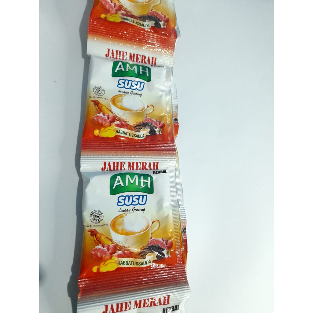 

JAHE MERAH HERBAL AMH SUSU PLUS HABBATUSSAUDA. GINGSENG DAN MADU ORIGINAL PER RENTENG (10 SACHET @23 GRAM)