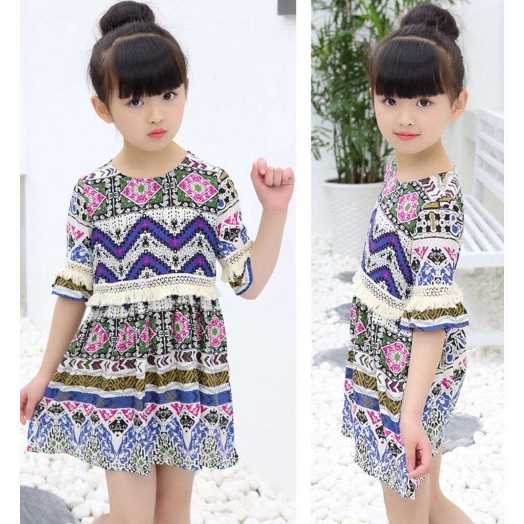 Promo !! Dress anak cewek / dress dewata motive summer ukuran 9bulan-2tahun / Dress import bahan lembut