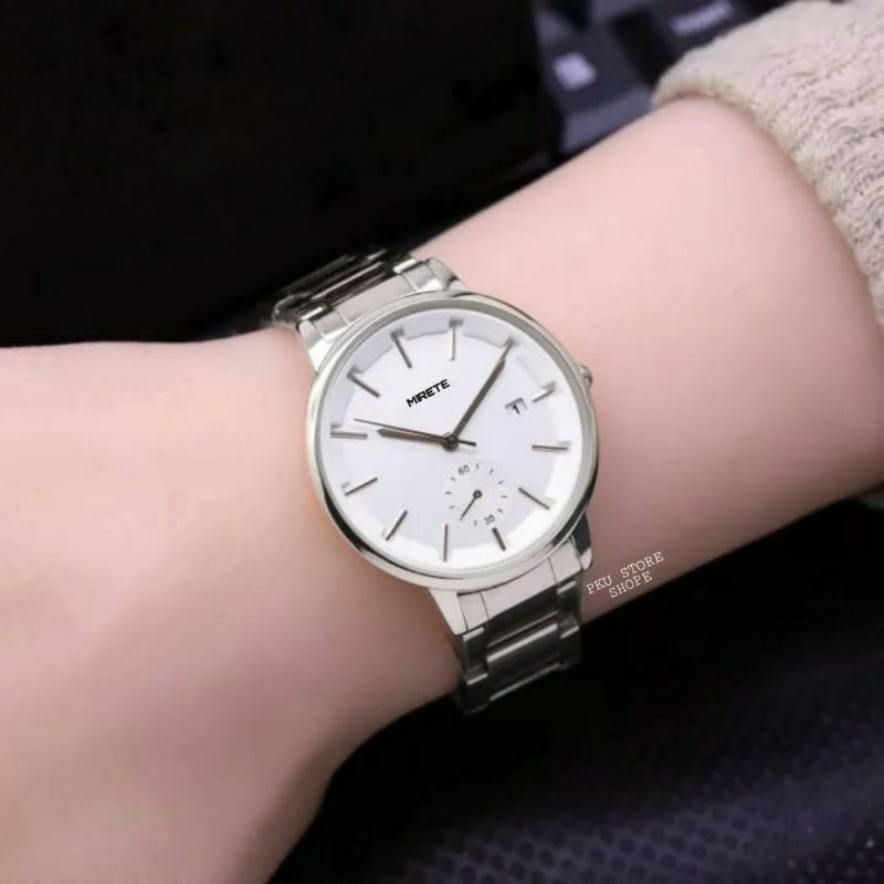 JAM TANGAN WANITA FITUR TANGGAL || MIRETE ORIGINAL ANTI AIR || JAM TANGAN FASHION WANITA/CEWEK || JAM TANGAN WANITA/CEWEK RANTAI STAINLESS STEL || JAM TANGAN KASUAL WANITA TAHAN AIR/WATER RESISTANT