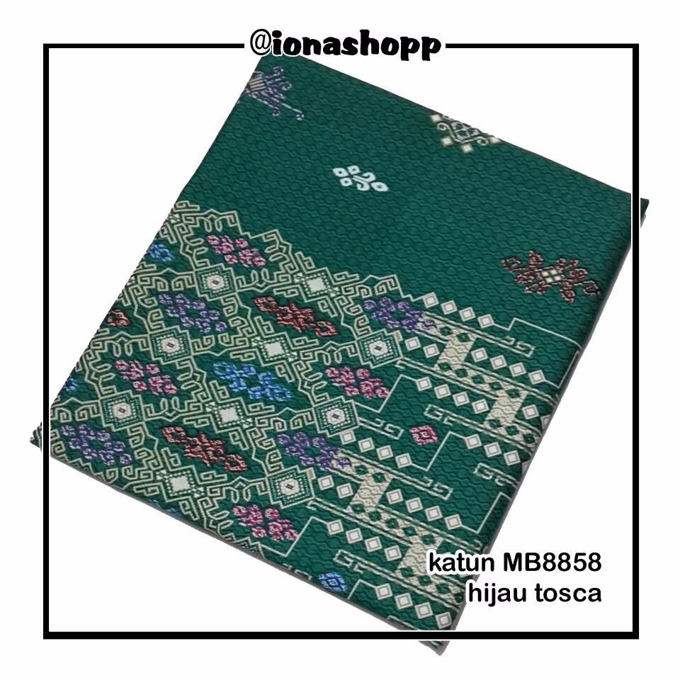 Bahan Kain Batik Katun MB8858 Hijau Tosca / Kain Batik Meteran