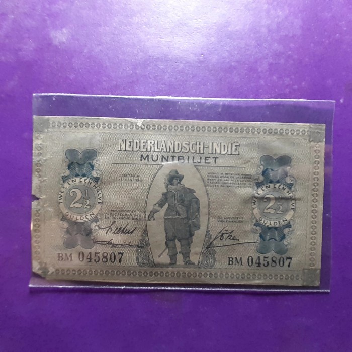 NEW uang kuno 2.5 gulden muntbiljet 1940