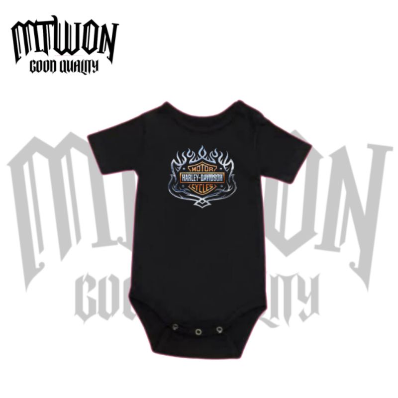 Kaos baju bayi jumper baby kids pendek HARLEY DAVIDSON motorcylce logo tulisan usia 0 1 2 3 4 5 6 7 