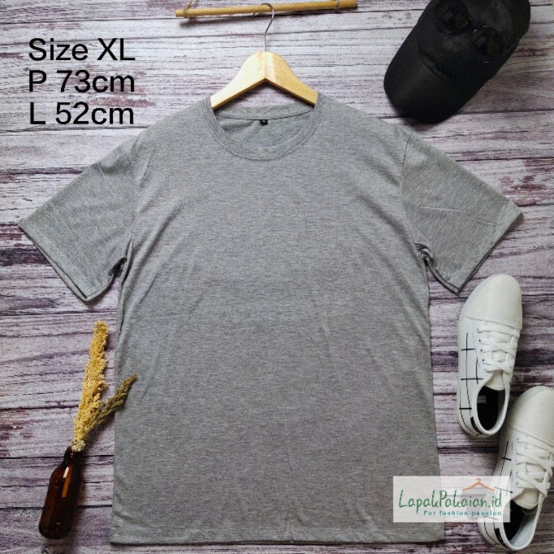 Kaos Polos Abu Misty / Katun TC Tebal Adem / Size XL - Abu Misty