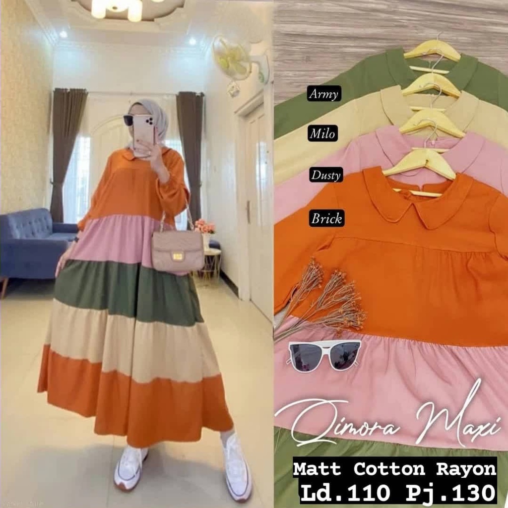 QIMORA MAXI BL KAIN KATUN RAYON KANCING BELAKANG Dapat GAMIS WANITA ( TIDAK TERMASUK HIJAB ) Produk Best Seller High Recommended