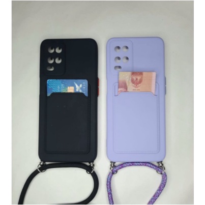 Case Samsung Galaxy A03s A11 A22 4G A32 4G A32 5G A50 A51 A52 Candy Macaron Lens Protection with Card Slot Dengan Pelindung Lensa Camera Dan Slot Card simpan kartu Plus Lanyard